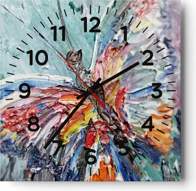 Produktbild von Wanduhr - Quadrat - Glasuhr - Vogel Natur Farbe - 40x40cm - Schleichendes Uhrwerk - Lautlos - zum Aufhängen bereit - Dekoration Modern - Wanddekoration aus Glas - C4AC40x40-3594