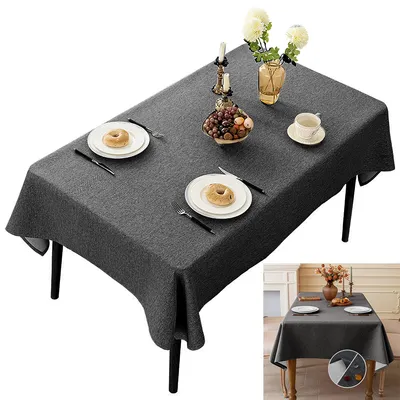 Produktbild von Outdoor Tischdecke 240 x 140 cm – Vintage Leinenlook, wasserdicht & schmutzabweisend – für Wohnzimmer, Terrasse, Geburtstag