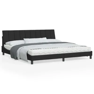 Produktbild von Design Bettgestell mit Kopfteil Schwarz 200x200 cm Samt, Klassische Betten 2024 Neu