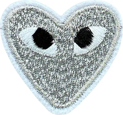 Produktbild von Herz mit Augen Emblem zum Aufbügeln, silberfarben