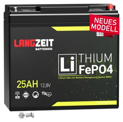 Produktbild von LiFePO4 12V 25Ah LANGZEIT Lithium Batterie Solarbatterie Wohnmobil USV ersetzt 20Ah 24Ah 30Ah