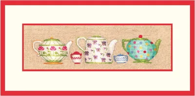 Productafbeelding van Le Bonheur des Dames, Petit Point, stickpakket "Theeserviescollectie", telpatroon, 4,5 x 22 cm