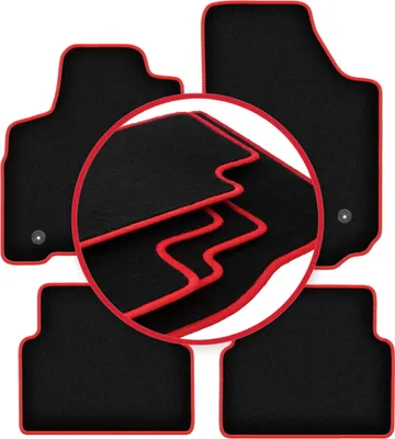 Produktbild von Fußmatten Automatten Velours Schwarz/Rot für Opel Meriva A 2002-2010 Set 4-tlg
