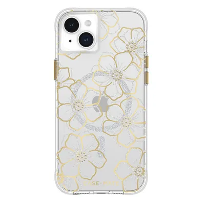 Image de Case-Mate Floral Gems MagSafe - Étui pour iPhone 15 Plus (or)