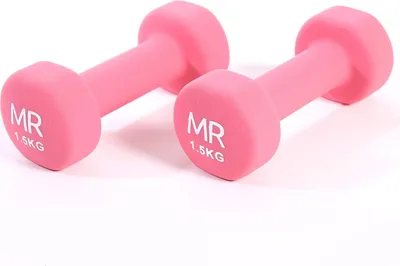 Produktbild von Rebecca Mobili Set 2er Hantelgewichte Fitness Gusseisen NeoprenRosa 2 x 1,5 kg