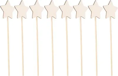 Imagen del producto de Varitas mágicas de madera - 8 unidades - Exposición de arte para niñas - Cosplay - Vestido de fiesta - Madera - 40 cm - Estrellas mágicas - Hazlo tú mismo (DIY) - Para niñas