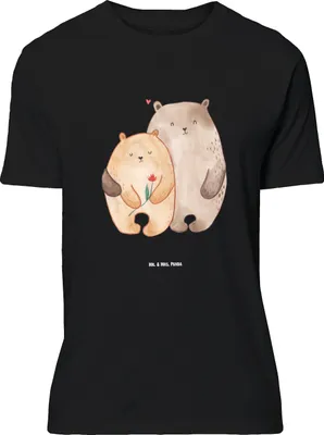 Produktbild von Mr. & Mrs. Panda Größe L T-Shirt Bären Liebe - Schwarz - Geschenk, Blume, Kuscheln, Freundin, Bärchen, Hochzeitstag, mit Spruch, Verknallt, Tshirt, Shirt