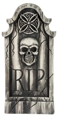 Produktbild von Eindrucksvoller Gothic Grabstein mit Totenkopf & Rosette 91 cm
