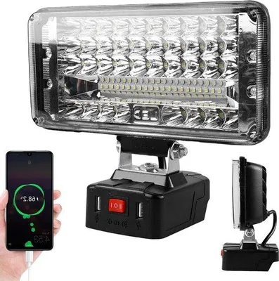 Zdjęcie produktu dla Bezprzewodowa lampa robocza LED 48 W, 4800 lm, 7 cali, USB