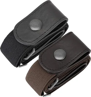 Produktbild von MODFU Gürtel, 2er Set Elastischer Gürtel ohne Schnalle, Dehnbund Stretchgürtel, Taillengürtel für Damen & Herren, Komfortgürtel ohne Löcher, Hosengürtel, Schwarz + Braun