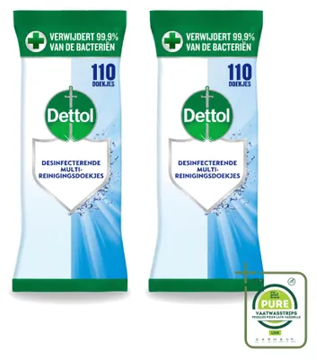 Produktbild von 2 x Dettol Reinigungstücher - 110 Stück - Großpackung - 2 Stücke