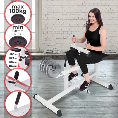 Produktbild von Physionics® Wadenmaschine - sitzend, max. Belastung: ca. 220 kg, 107/60/104 cm, Schwarz - Wadenstrecker, Wadenheben, Wadentrainer, Beintrainer, Calf Machine, Fitnessgerät für Wadentraining