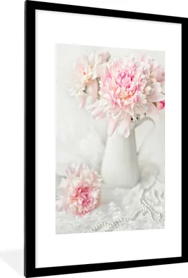 Produktbild von MuchoWow® MuchoWow® Gerahmtes Poster Karaffe - Blumen - Stilleben 60x90 cm - Poster mit zchwarzem Bilderrahmen - Dekoration - Wandposter Wohnzimmer - Hochwertig
