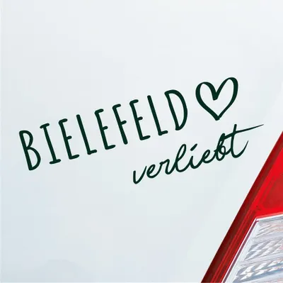Produktbild von Auto Aufkleber Bielefeld verliebt Herz Stadt Heimat Liebe Car 19x7 cm Dunkelgrün Sticker Heckscheibenaufkleber