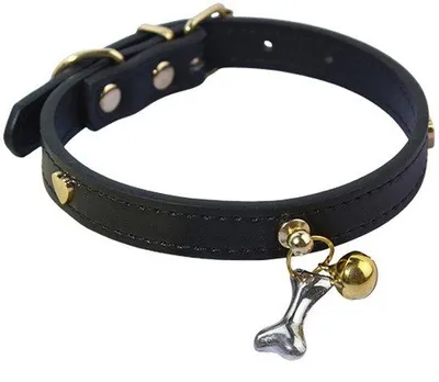 Produktbild von Kleines Halsband für Katzen und Hunde - Schwarz - 1,3 cm x 30 cm - für Haustiere mit 22-27 cm Halsumfang