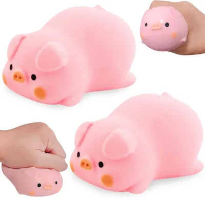 Produktbild von Dekompressionsspielzeug Schweine, 2 Stück, 8,6 cm, Silikon, zur Entspannung