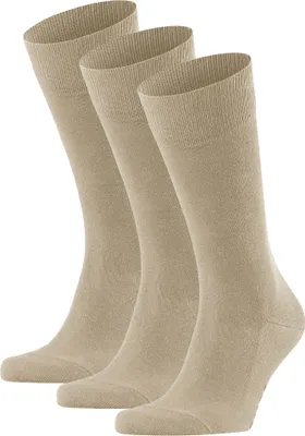 Produktbild von FALKE Herren Socken - 3er Pack Family SO, Allrounder Strümpfe, Uni, Baumwollmischung Beige 47-50