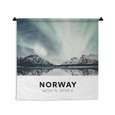 Produktbild von MuchoWow® Wandteppich Wandbehang Norwegen - Gletscher - Nordlichter 120x120 cm Tapisserie Dekoration Wandtuch - Modern - Baumwollgewebe