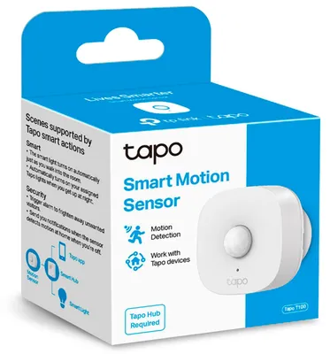 Produktbild von TP-Link Tapo Intelligenter Bewegungssensor, Decke/Wand, Drinnen, Weiß, 120°, Kabellos, 7 m