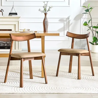 Immagine prodotto di Set di 2 sedie da pranzo con schienale, struttura in legno, ideali per cucina o sala da pranzo, colore marrone
