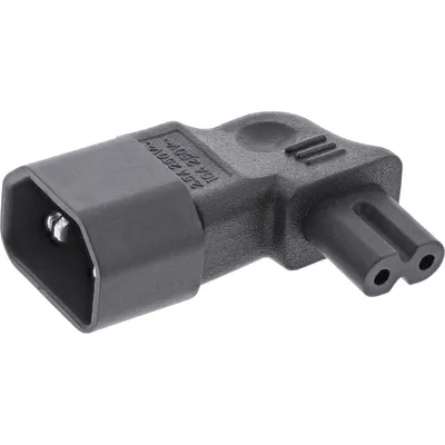 Zdjęcie produktu dla InLine® 16723D Adapter sieciowy IEC 60320 C14 / C7, kątowy lewy/prawy, 3-pinowy IEC na 2-pinowy IEC.