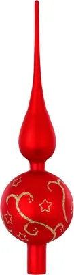 Produktbild von Christbaumspitze Glas 36cm mit Sternen & Ranken Muster - Merry Red