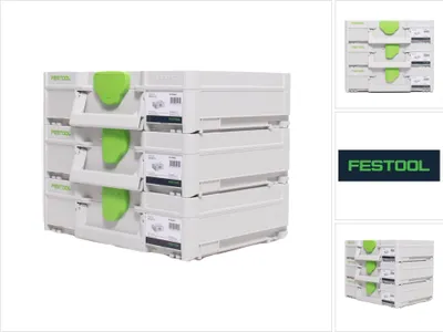 Zdjęcie produktu dla Zestaw systainerów Festool 3x SYS3 M 112 ( 3x 204840 ) 7,7 litra 396x296x112mm Walizka narzędziowa z możliwością połączenia