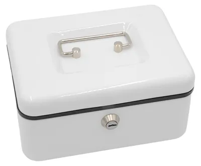 Image de Caisse en acier blanche avec insert verrouillable Caisse d'argent Caisse à monnaie