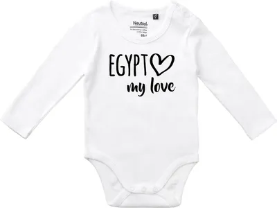 Produktbild von Huuraa Baby Body Egypt my love 68 White  Baumwolle Fairtrade Langarmbody Geschenkidee