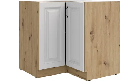 Produktbild von Eckunterschrank 90x90 cm Stilo Weiß Eiche Artisan Küchenzeile Küchenblock Küche