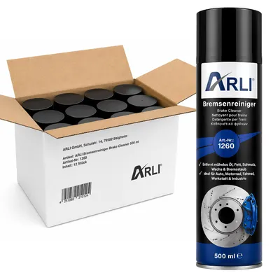 Produktbild von ARLI Bremsenreiniger 12x 500ml Bremsreiniger Spray Bremsen Kupplungsreiniger 360° Ventil Aerosol Reiniger Universal