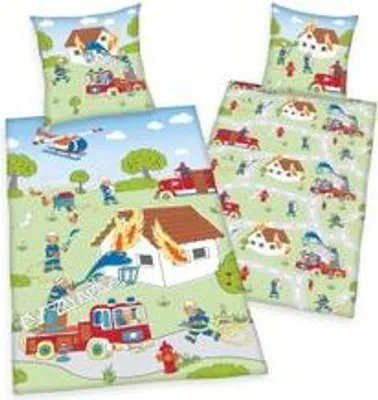 Produktbild von Obojstranná súprava posteľnej bielizne s hasičskou výzdobou 2 ks 80 x 80 a 135 x 200 cm
