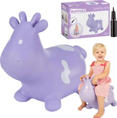 Image de Hoppimals animal sauteur violet vache gonflable avec pompe jouet gonflable en caoutchouc résistant et de haute qualité