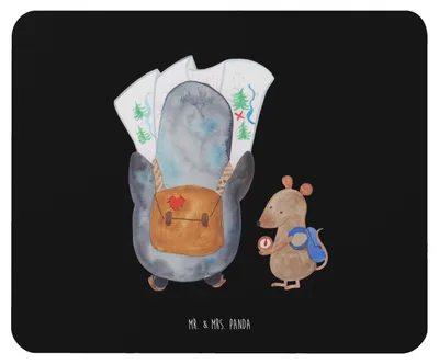 Produktbild von Mr. & Mrs. Panda Mauspad Pinguin & Maus Wanderer - Schwarz - Geschenk, pc mausunterlage, Abenteuer, Mousepad, Wanderlust, Mouse Pad, computer, Wandern