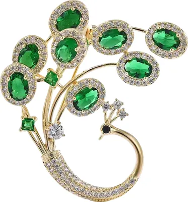 Produktbild von Brosche für Damen, Pfauenform, Kunst-Smaragd-Strass, Retro, rutschfest, für Schultertasche, Anzug, Mantel, Kragen, Hut, Kleidung, Anti-Belichtung, Anstecknadel, Party, Abschlussball, Braut, Hochzeit, Kleidungsstück, Schmuck
