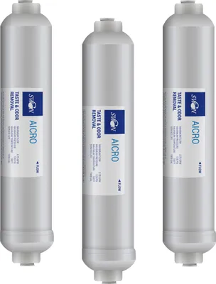 Image de Swan Inline Filtre à eau à charbon actif 10 pouces pour osmose inverse, système de filtration, filtre de réfrigérateur (externe), raccord 1/4" pouce (6,35 mm) AICRO, 3 pièces