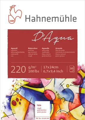 Immagine prodotto di Cartoncino per acquerello Hahnemühle D'Aqua - 220 g/m² - ruvido - 17 x 24 cm - 30 fogli