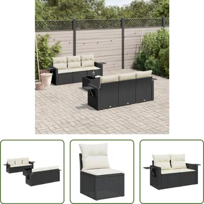 Produktbild von The Living Store 7-tlg. Garten-Sofagarnitur mit Kissen Schwarz Poly Rattan