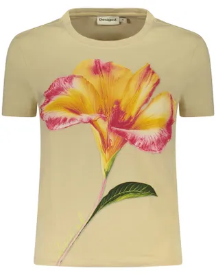 Produktbild von Stylisches Damen Kurzarm-T-Shirt in Beige mit Print und Stickerei