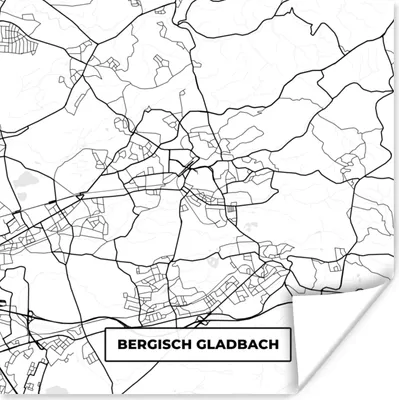 Produktbild von MuchoWow® Poster Bergisch Gladbach - Karte - Stadtplan 75x75 cm - Wand Dekoration