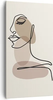 Produktbild von Bild auf Leinwand - Leinwandbild - Einteilig - Zeichnung einzeilig Frau - 55x100cm - Wand Bild - Wanddeko - Wandbilder - Leinwanddruck - Bilder - Wanddekoration - Leinwand bilder - PA55x100-4612