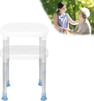 Produktbild von TRMLBE Duschhocker 41-53m Höhenverstellbar Duschstuhl Badhocker Duschhilfe Anti-Rutsch Duschsitz aus Alu und Kunststoff, für Alter, Schwangere(Typ-A)