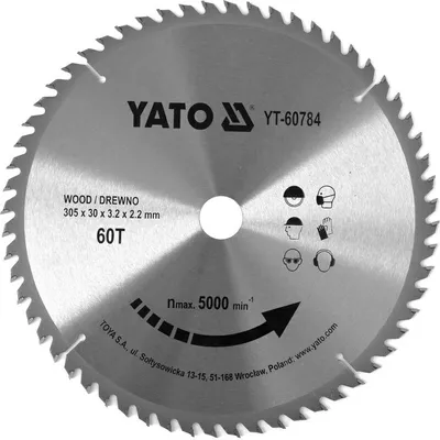 Produktbild von Yato YT-60784, Kunststoff, Holz, 30,5 cm, 3 cm, Hartmetall-bestücktes Wolfram (TCT), 2,2 mm, 5000 RPM