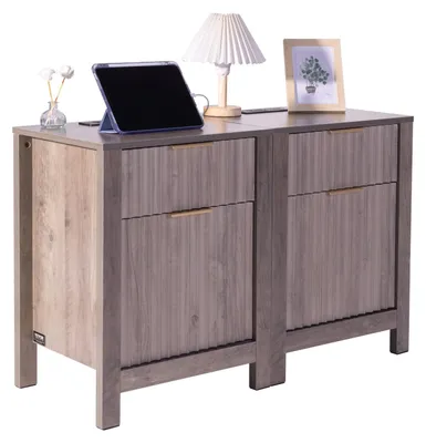 Produktbild von Nachttisch - Nachttische - Beistelltisch - Nachttischschrank - Set aus 2 - Integrierte USB-Anschlüsse und Steckdosen