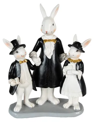 Zdjęcie produktu dla Clayre & Eef Figurka Królik 16x8x21 cm Czarny Biały Polyresin