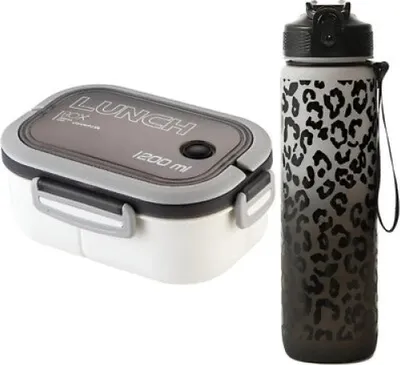Produktbild von Lunch 4 tlg Set Brotdose 1200 ml Trinkflasche Flasche 1000 ml Besteck