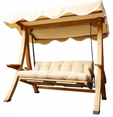 Produktbild von r Holz Gartenschwingstuhl Edle Holz Schaukel Gartenschaukel Neu
