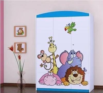 Obrázok produktu pre BDW, šatníková skriňa so zásuvkami, do spálne, 128 × 190 cm, 3-dverová, modrá 2