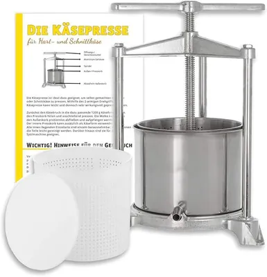 Produktbild von Käsepresse (Edelstahl/Alu) + 1200 g Käseform inkl. Pressdeckel --