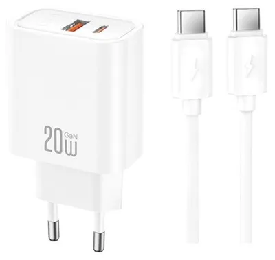 Produktbild von XO Wandladegerät CE42 PD 30W 1x USB-C 1x USB weiß + Kabel USB-C